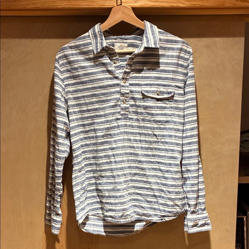 Striped Marine Layer Blue and White Men's Shirt
